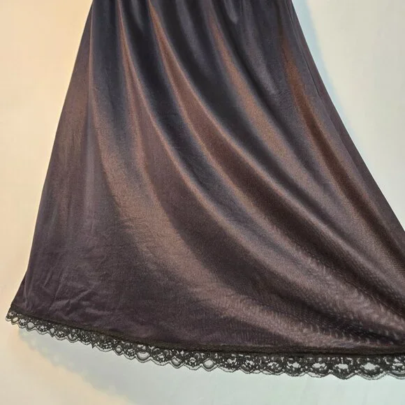 USA Vintage DEENA Fairy Girly BOHO Semi-Sheer Black Silky Half Slip Skirt Size L - Picture 6 of 16